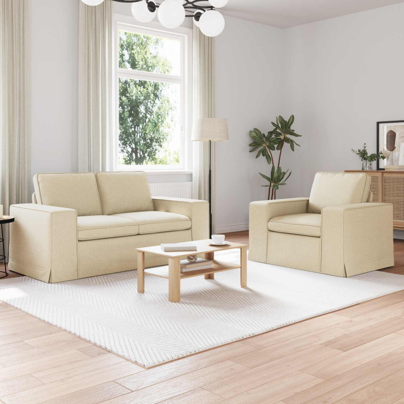 Zestaw Sof 2 pcs Kremowy 182 x 80 x 82 cm tkanina