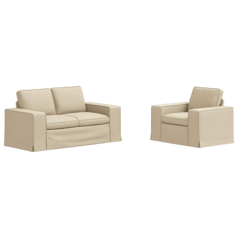 Zestaw Sof 2 pcs Kremowy 182 x 80 x 82 cm tkanina
