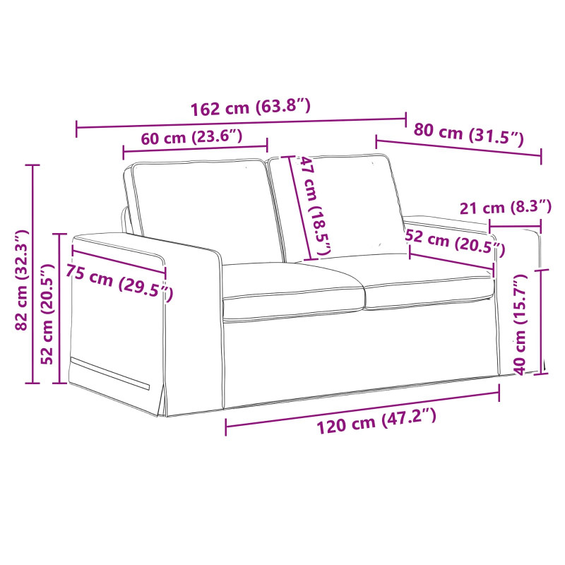 Zestaw Sof 2 pcs Kremowy 182 x 80 x 82 cm tkanina