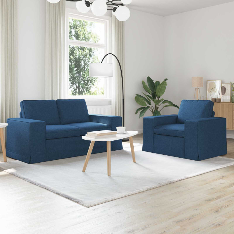 Zestaw Sof 2 pcs Niebieski 182 x 80 x 82 cm tkanina