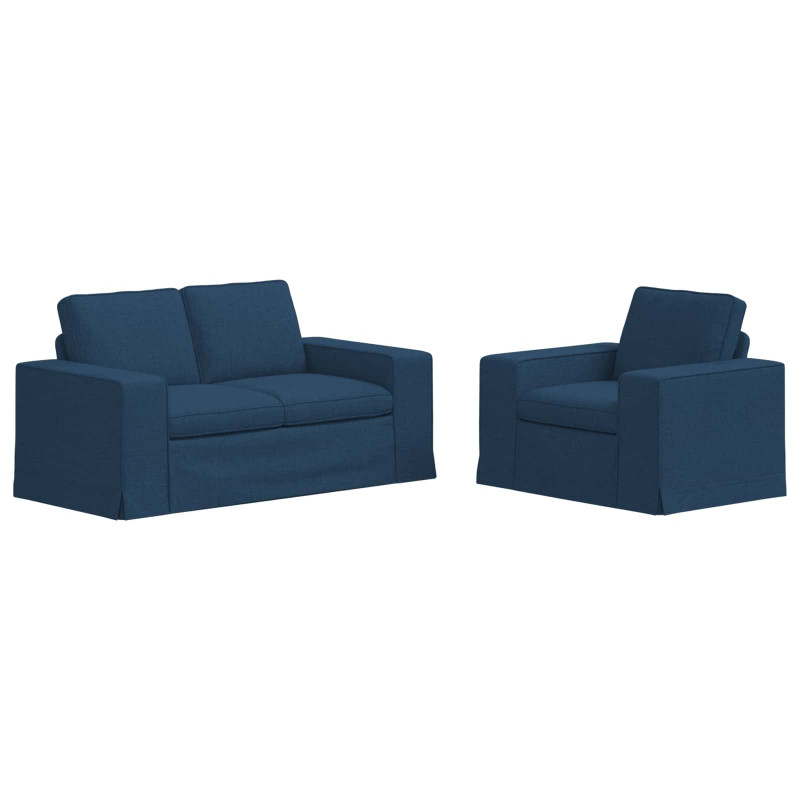 Zestaw Sof 2 pcs Niebieski 182 x 80 x 82 cm tkanina