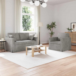 Zestaw Sof 2 pcs Jasnoszary 138 x 78 x 80 cm Aksamit