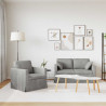 Zestaw Sof 2 pcs Jasnoszary 138 x 78 x 80 cm Aksamit