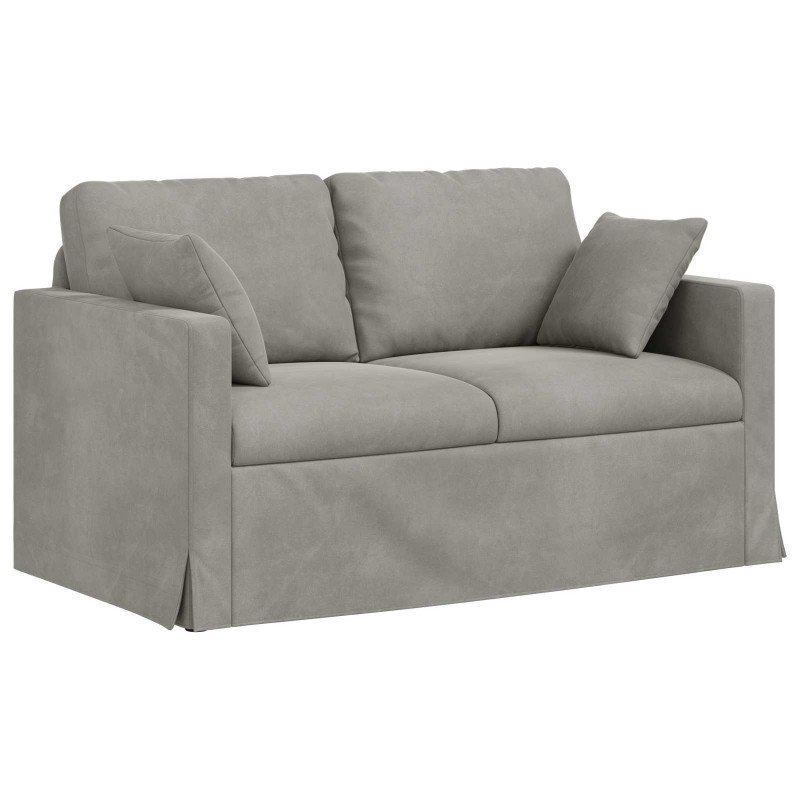 Zestaw Sof 2 pcs Jasnoszary 138 x 78 x 80 cm Aksamit