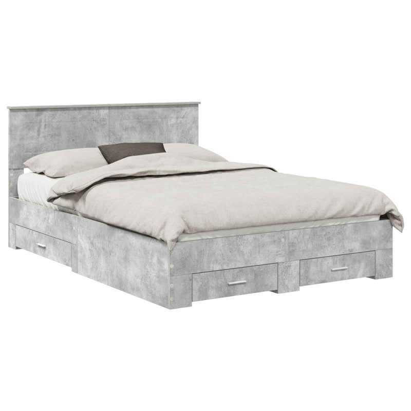 Ramka łóżka Betonowy szary 150 x 200 cm Materiał drewnopochodny