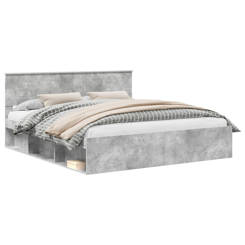 Ramka łóżka Betonowy 200 x 200 cm Materiał drewnopochodny