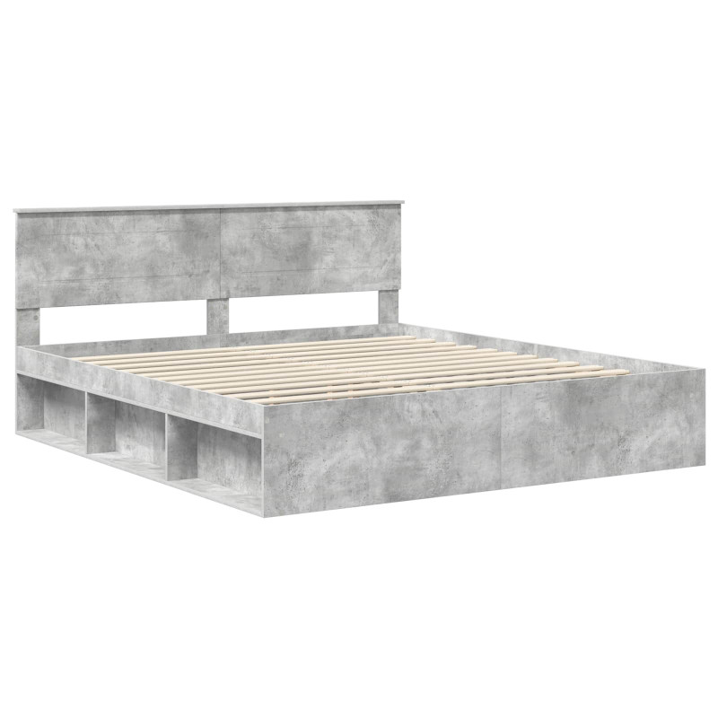 Ramka łóżka Betonowy 200 x 200 cm Materiał drewnopochodny