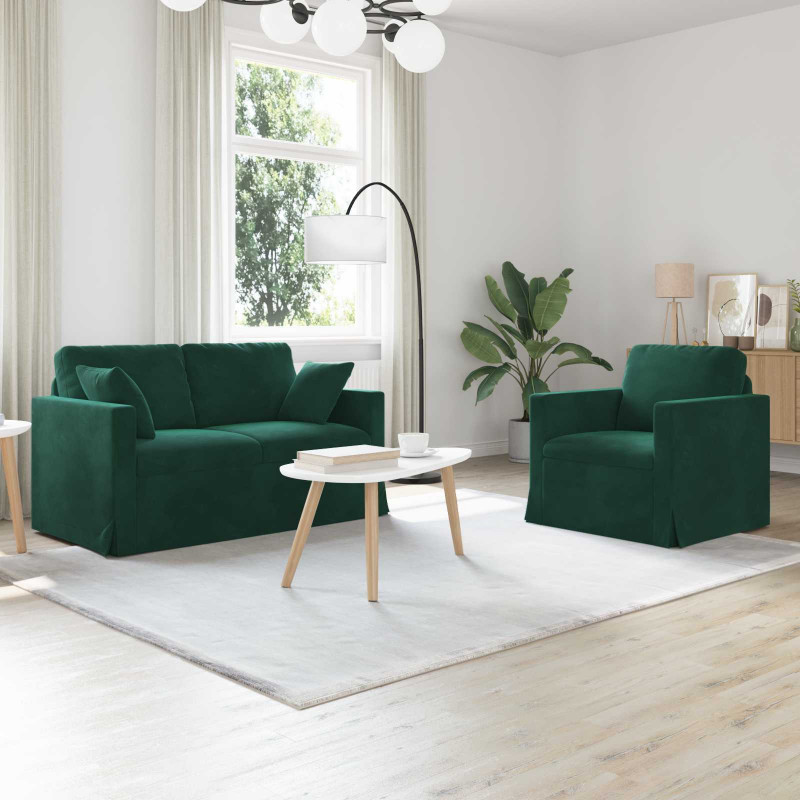 Zestaw Sof 2 pcs Ciemna zieleń 138 x 78 x 80 cm Aksamit