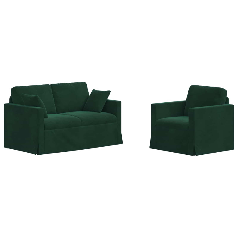 Zestaw Sof 2 pcs Ciemna zieleń 138 x 78 x 80 cm Aksamit