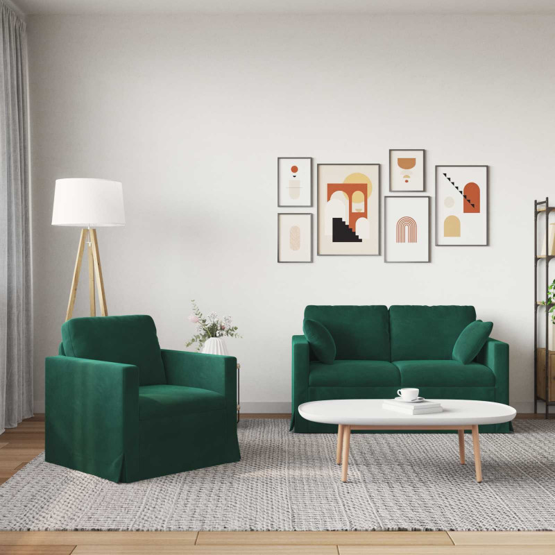Zestaw Sof 2 pcs Ciemna zieleń 138 x 78 x 80 cm Aksamit