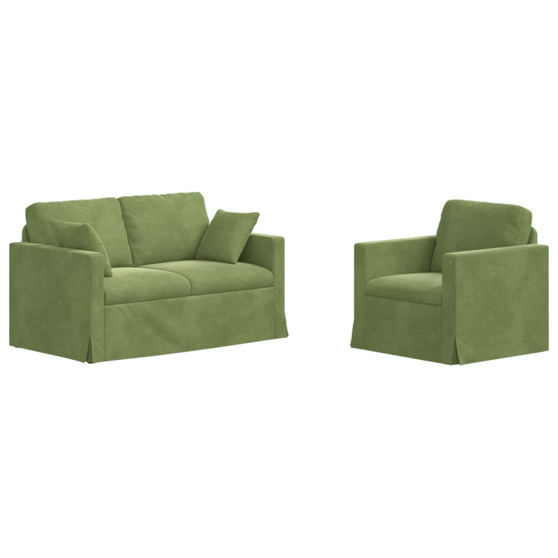 Zestaw Sof 2 pcs Jasnozielony 138 x 78 x 80 cm Aksamit