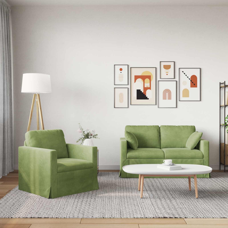 Zestaw Sof 2 pcs Jasnozielony 138 x 78 x 80 cm Aksamit