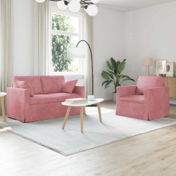Zestaw Sof 2 pcs Różowy 138 x 78 x 80 cm Aksamit