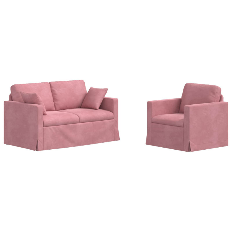 Zestaw Sof 2 pcs Różowy 138 x 78 x 80 cm Aksamit