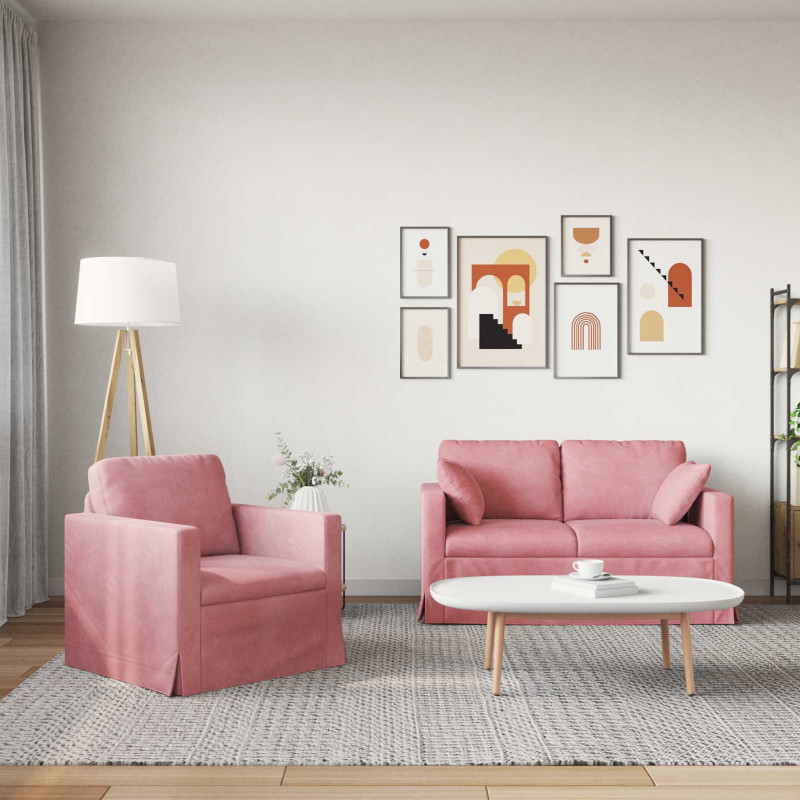 Zestaw Sof 2 pcs Różowy 138 x 78 x 80 cm Aksamit