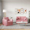 Zestaw Sof 2 pcs Różowy 138 x 78 x 80 cm Aksamit