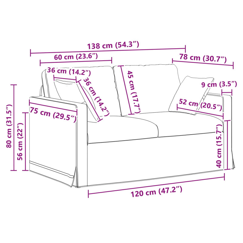 Zestaw Sof 2 pcs Różowy 138 x 78 x 80 cm Aksamit