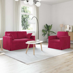 Zestaw Sof 2 pcs Czerwone wino 138 x 78 x 80 cm Aksamit