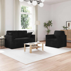 Zestaw Sof 2 pcs Czarny 138 x 78 x 80 cm Aksamit