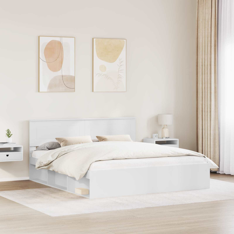 Ramka łóżka Biały 180 x 200 cm Materiał drewnopochodny