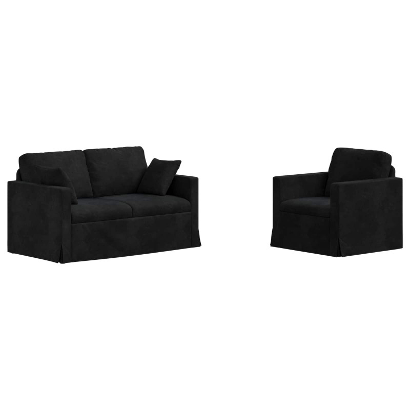 Zestaw Sof 2 pcs Czarny 138 x 78 x 80 cm Aksamit