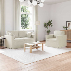 Zestaw Sof 2 pcs Kremowy 138 x 78 x 80 cm Aksamit