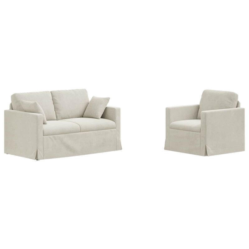 Zestaw Sof 2 pcs Kremowy 138 x 78 x 80 cm Aksamit
