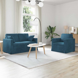 Zestaw Sof 2 pcs Niebieski 138 x 78 x 80 cm Aksamit