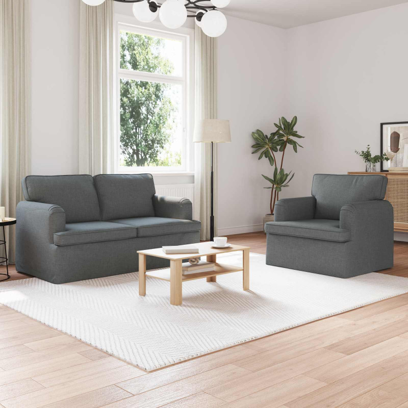 Zestaw Sof 2 pcs Ciemnoszary 144 x 80 x 85 cm tkanina