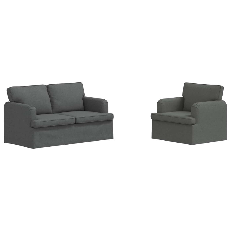 Zestaw Sof 2 pcs Ciemnoszary 144 x 80 x 85 cm tkanina