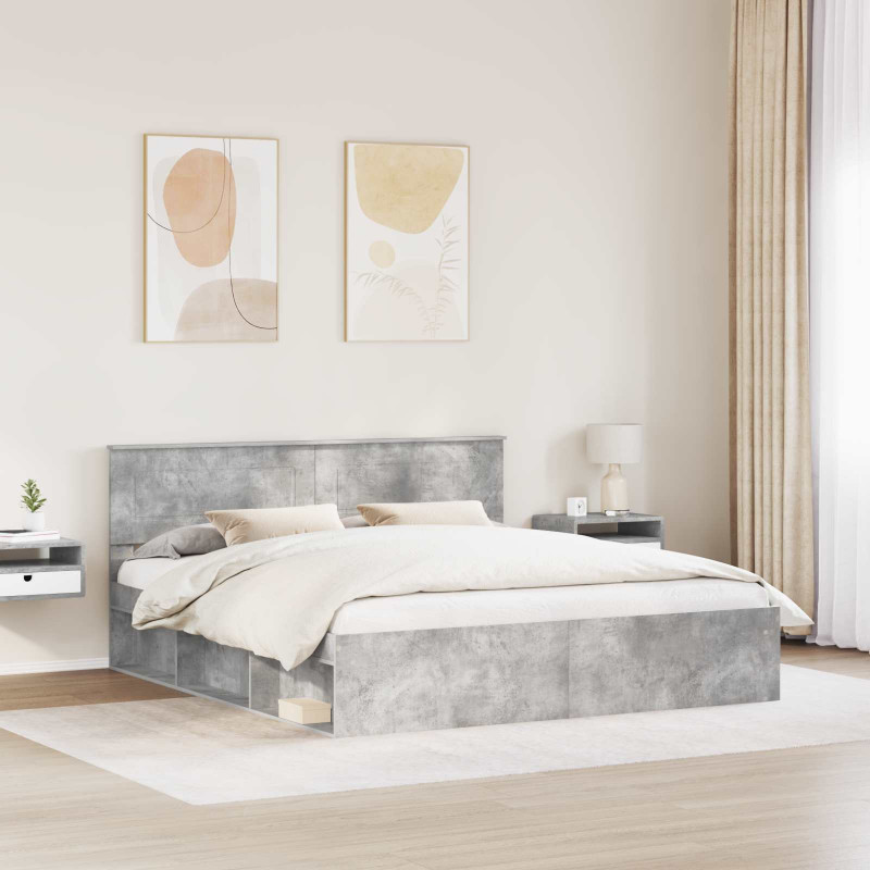 Ramka łóżka Betonowy 180 x 200 cm Materiał drewnopochodny