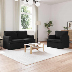 Zestaw Sof 2 pcs Czarny 144 x 80 x 85 cm tkanina