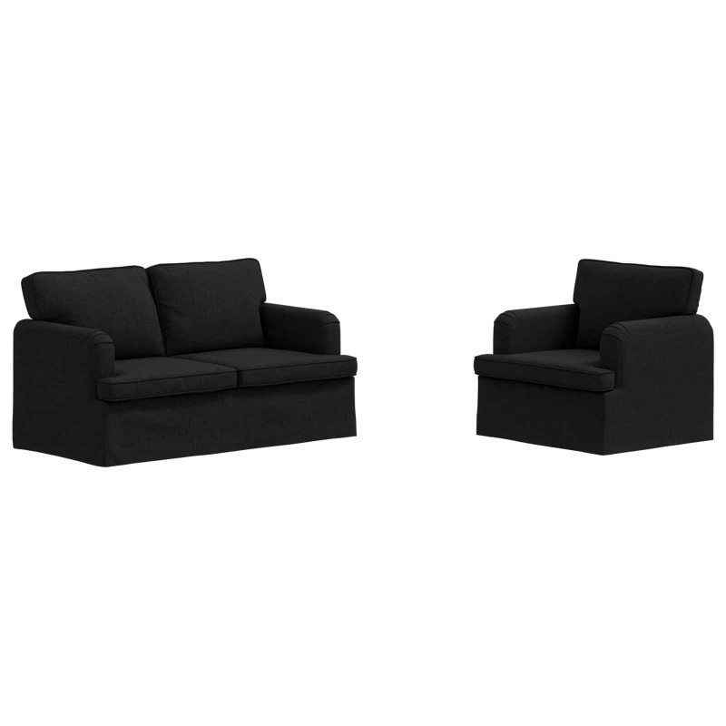 Zestaw Sof 2 pcs Czarny 144 x 80 x 85 cm tkanina