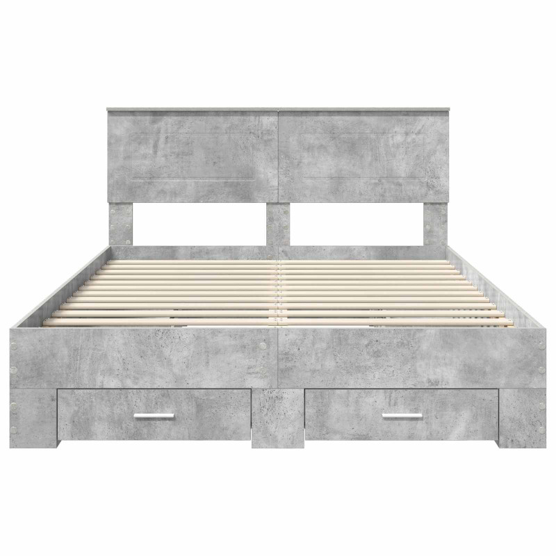 Ramka łóżka Betonowy szary 140 x 190 cm Materiał drewnopochodny