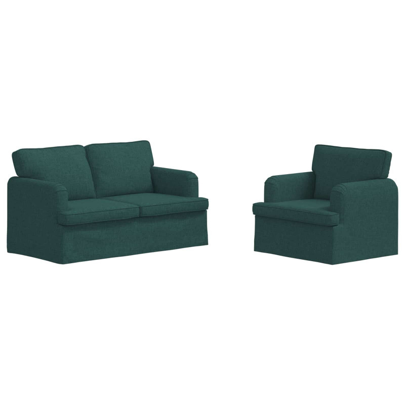 Zestaw Sof 2 pcs Ciemna zieleń 144 x 80 x 85 cm tkanina