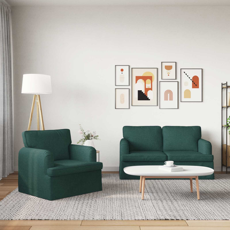 Zestaw Sof 2 pcs Ciemna zieleń 144 x 80 x 85 cm tkanina