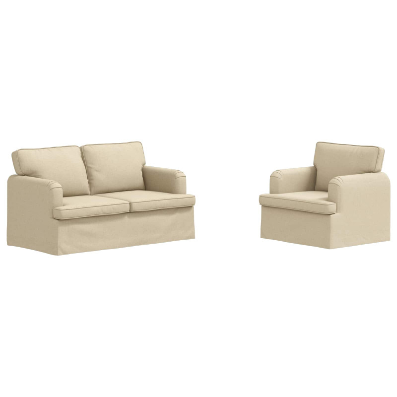 Zestaw Sof 2 pcs Kremowy 144 x 80 x 85 cm tkanina