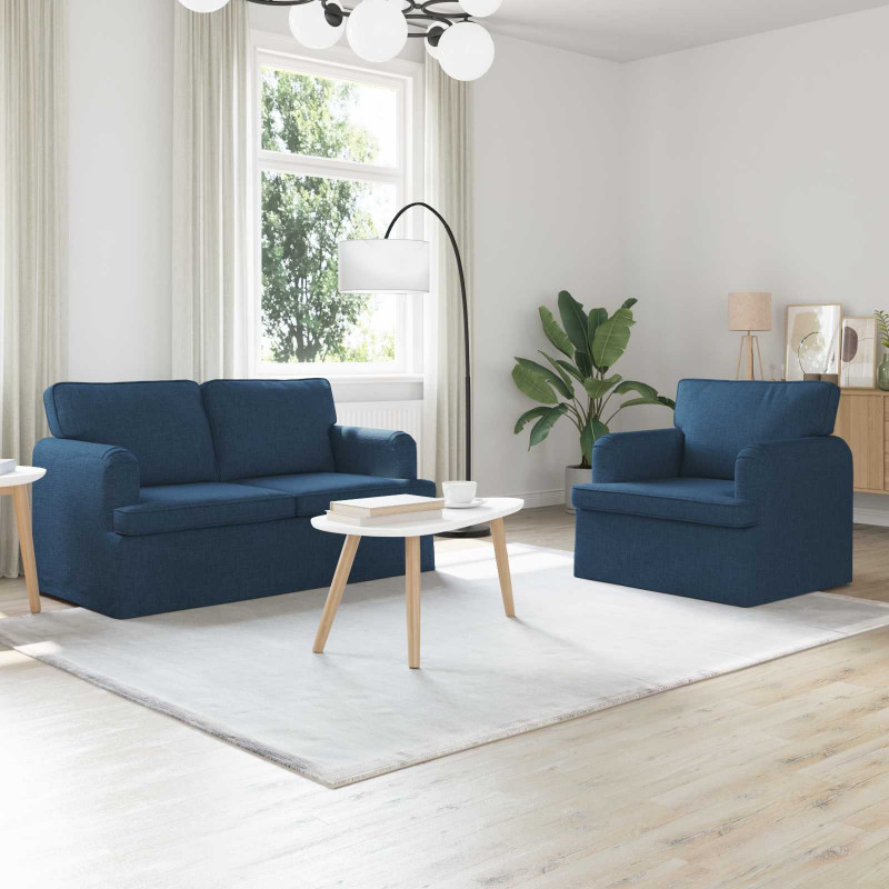 Zestaw Sof 2 pcs Niebieski 144 x 80 x 85 cm tkanina