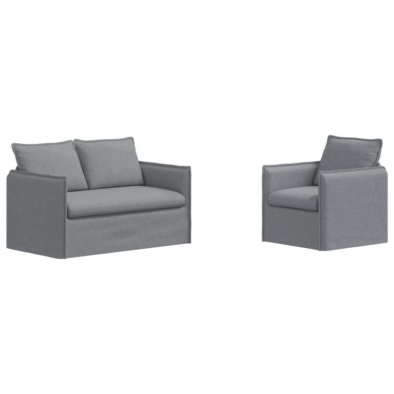 Zestaw Sof 2 pcs Jasnoszary 136 x 82 x 85 cm tkanina