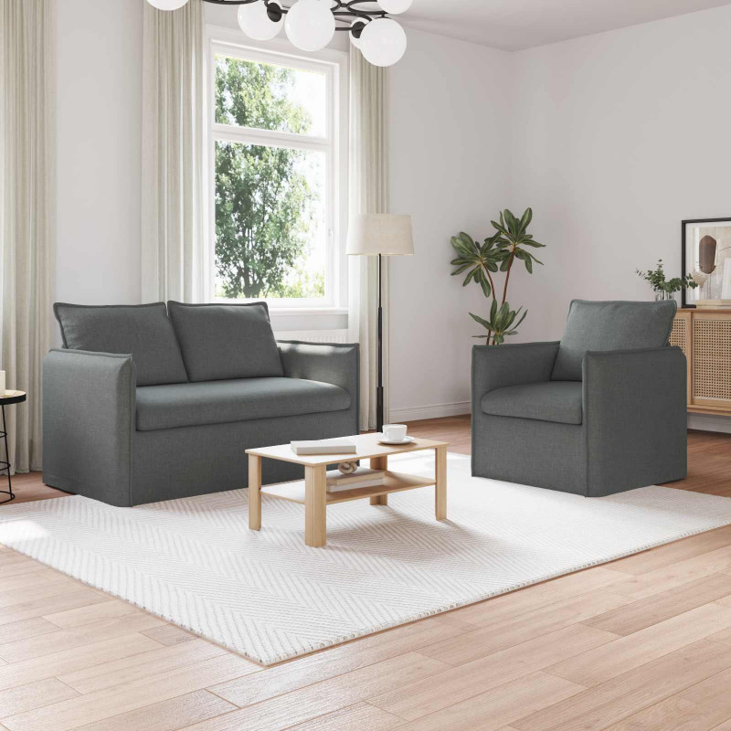 Zestaw Sof 2 pcs Ciemnoszary 196 x 82 x 85 cm tkanina