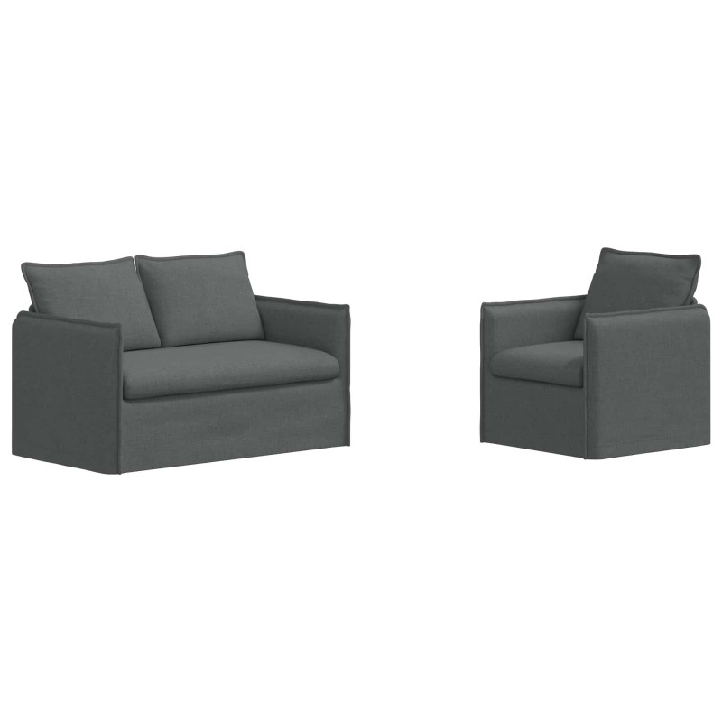 Zestaw Sof 2 pcs Ciemnoszary 196 x 82 x 85 cm tkanina