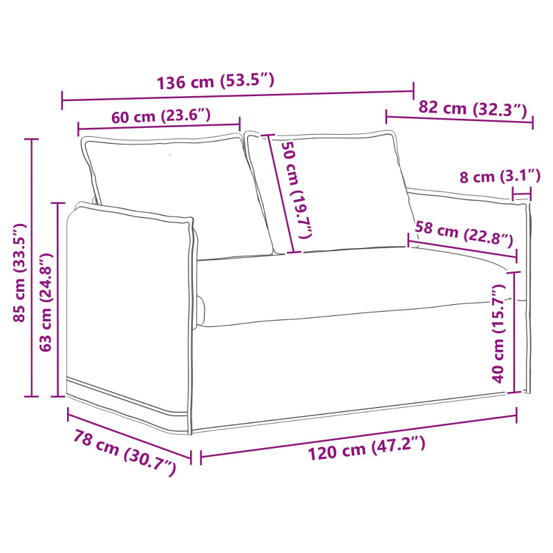 Zestaw Sof 2 pcs Ciemnoszary 196 x 82 x 85 cm tkanina
