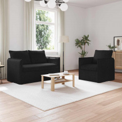 Zestaw Sof 2 pcs Czarny 196 x 82 x 85 cm tkanina
