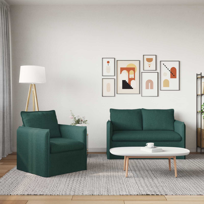 Zestaw Sof 2 pcs Ciemna zieleń 196 x 82 x 85 cm tkanina
