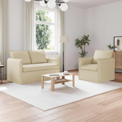 Zestaw Sof 2 pcs Kremowy 196 x 82 x 85 cm tkanina