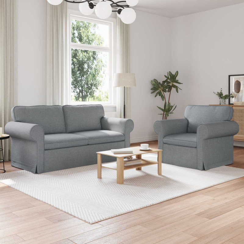 Zestaw Sof 2 pcs Jasnoszary 175 x 82 x 80 cm tkanina