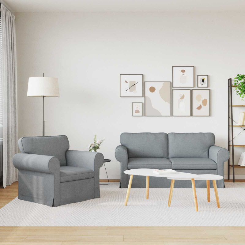 Zestaw Sof 2 pcs Jasnoszary 175 x 82 x 80 cm tkanina