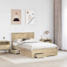 Ramka łóżka Dąb Sonoma 135 x 190 cm Materiał drewnopochodny