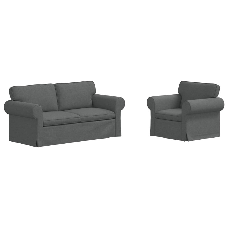 Zestaw Sof 2 pcs Ciemnoszary 175 x 82 x 80 cm tkanina
