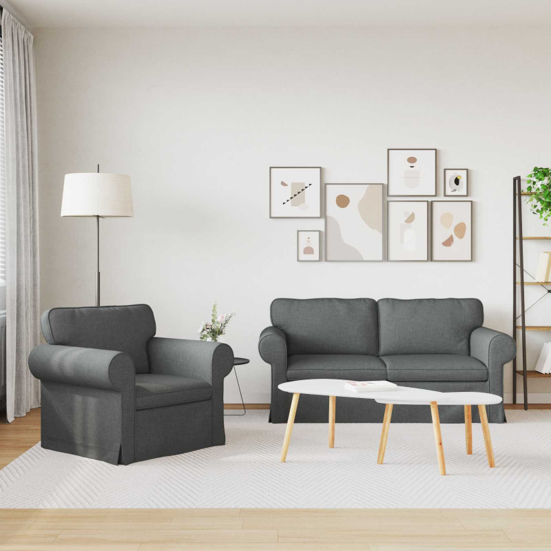 Zestaw Sof 2 pcs Ciemnoszary 175 x 82 x 80 cm tkanina
